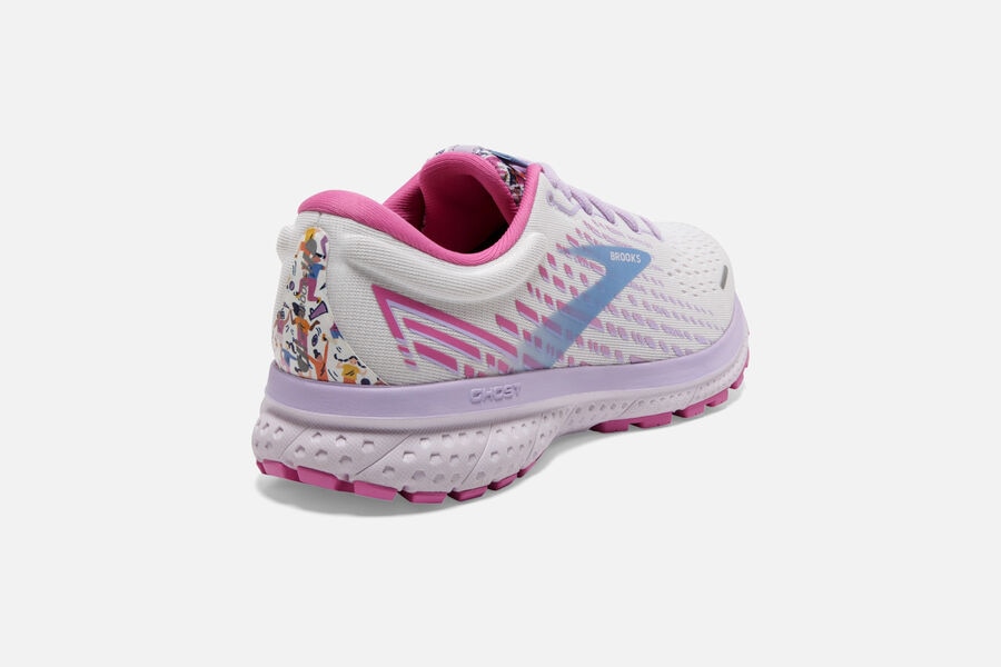 Brooks Running Shoes Womens White/Pink/Blue - Ghost 13 Road - 7580-CBGVU